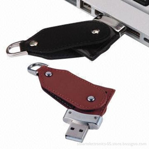 Leather Swivel USB Flash Drives, 64MB-128GB Capacity
